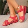 thumbnail image 1 of Fnooota Womens Comfort Sandals, Open Toe Buckle Summer Vacation Wedge Sandals Red Size 5.5, 1 of 8