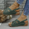 thumbnail image 1 of Fnooota Womens Comfort Sandals, Party Non-slip Open Toe Ankle Strap Summer Shoes Green Size 9.5, 1 of 1
