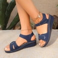 thumbnail image 1 of Fnooota Womens Comfort Sandals, Summer Vacation Buckle Open Toe Wedge Sandals Dark Blue Size 9.5, 1 of 5