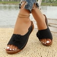 thumbnail image 1 of Fnooota Womens Comfort Sandals, Vacation Open Toe Casual Slip On Wedge Sandals Black Size 5.5, 1 of 7