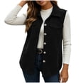 thumbnail image 1 of Fnooota Womens Corduroy Vests, Spring Fall Front Buttons Lapel Collar Sleeveless Outerwear with Pockets Black Size 2XL, 1 of 8