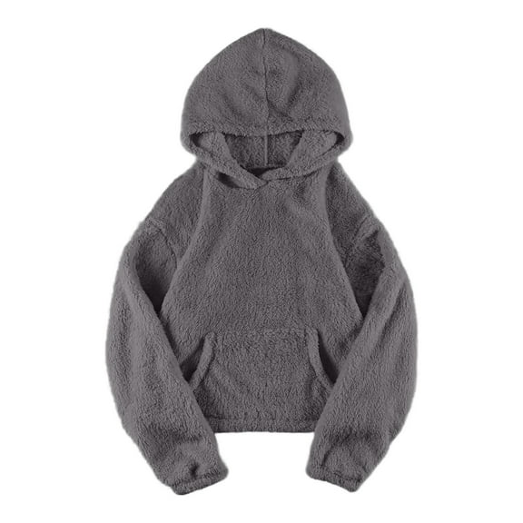 Fnooota Womens Fleece Hoodies, Lightweight Soft Pullover Loose Fit Winter Sweatshirts Gray Size L