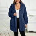 thumbnail image 1 of Fnooota Womens Fleece Jacket, Mid Length Hooded Full Zip Warm Winter Outerwear Dark Blue Size M, 1 of 9