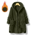 thumbnail image 1 of Fnooota Womens Fleece Jackets, Hooded Loose Fit Mid-length Warm Winter Coats for Women Army Green Size 2XL, 1 of 7