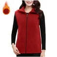 thumbnail image 1 of Fnooota Womens Fleece Vest, Lapel Collar Zip up Lightweight Thermal Winter Outerwear with Pockets Red Size XL, 1 of 3