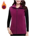 thumbnail image 1 of Fnooota Womens Fleece Vest, Thermal Lightweight Lapel Collar Zip up Winter Outerwear with Pockets Watermelon Red Size XL, 1 of 3