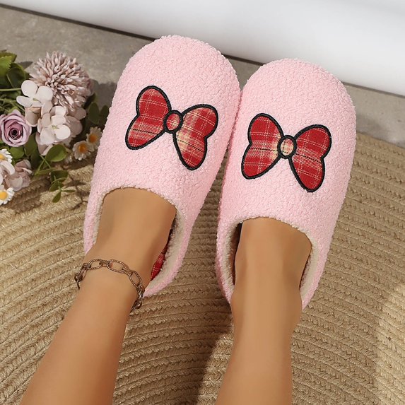Fnooota Womens Fuzzy Slippers, Non Slip Comfort Winter Warm House Slippers Home Shoes Pink Size 7.5-8.5
