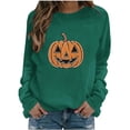 thumbnail image 1 of Fnooota Womens Halloween Sweatshirts, Fashion Rhinestone Graphic Long Sleeve Pullover Halloween Tops Army Green Size 2XL, 1 of 5
