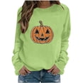 thumbnail image 1 of Fnooota Womens Halloween Sweatshirts, Long Sleeve Fashion Pullover Rhinestone Graphic Halloween Tops Green Size M, 1 of 5