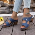 thumbnail image 1 of Fnooota Womens Heeled Sandals, Open Toe Non-slip Slip On Fashion Summer Shoes Blue Size 11, 1 of 8