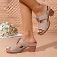 thumbnail image 1 of Fnooota Womens Heeled Sandals, Slip On Non-slip Casual Open Toe Summer Shoes Khaki Size 7, 1 of 8
