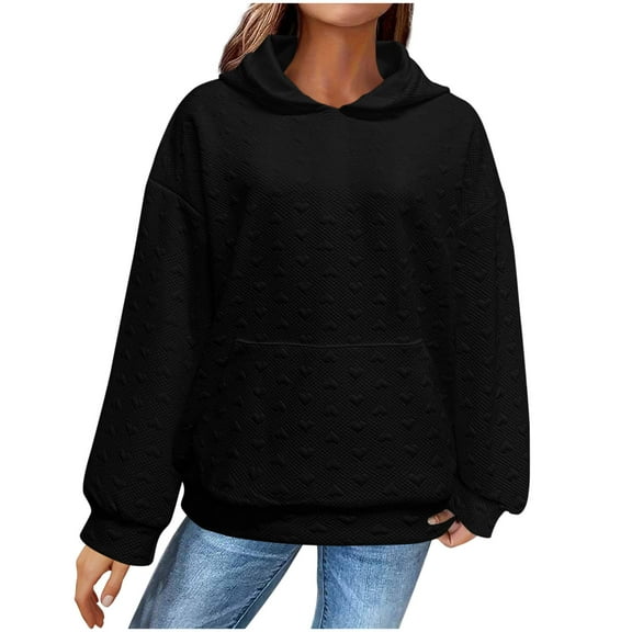 Fnooota Womens Hoodies with Pockets, Casual Loose Fit Pullover Long Sleeve Women's Sweatshirts Black Size XL