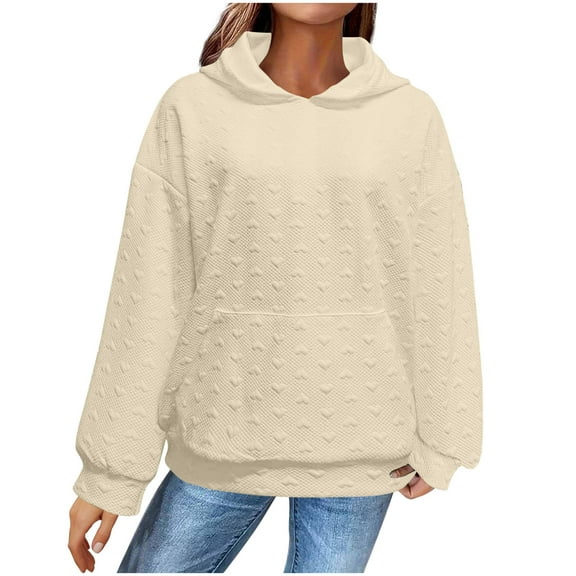 Fnooota Womens Hoodies with Pockets, Loose Fit Long Sleeve Casual Pullover Women's Sweatshirts Beige Size XL