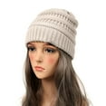 thumbnail image 1 of Fnooota Womens Knit Beanies, Stretch Solid Color Warm Windproof Winter Hats for Women Beige Size Free Size, 1 of 1