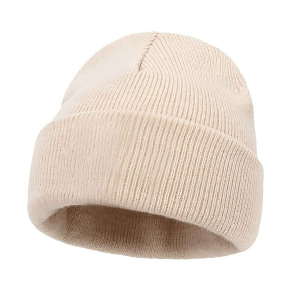 Fnooota Womens Knit Hats, Winter Warm Windproof Solid Color Beanies for Women Beige Size Free Size