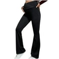 thumbnail image 1 of Fnooota Womens Maternity Cotton Leggings, High Waisted Casual Activewear Stretchy Flare Pants over The Belly Black Size S-XL, 1 of 5