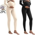 thumbnail image 1 of Fnooota Womens Maternity Leggings, 2 Piece High Waisted Stretchy Thermal Maternity Bottoms Yellow Size 3XL, 1 of 3