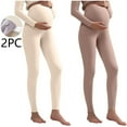 thumbnail image 1 of Fnooota Womens Maternity Leggings, High Waisted Thermal Stretchy 2 Piece Maternity Bottoms Beige Size 2XL, 1 of 3