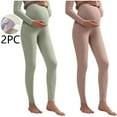 thumbnail image 1 of Fnooota Womens Maternity Leggings, Stretchy 2 Piece Thermal High Waisted Maternity Bottoms Green Size 3XL, 1 of 3