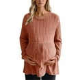 thumbnail image 1 of Fnooota Womens Maternity Long Sleeve Tops, Pullover Crew Neck Knitted Stretchy Pregnancy Clothes Orange Size M, 1 of 5