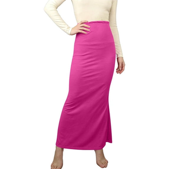 Fnooota Womens Maxi Skirts, High Waist Stretch Summer A-Line Bodycon Skirts Long Skirts Hot Pink Size M