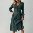 Fnooota Womens Midi Dresses, Casual Long Sleeve V Neck Spring Fall
