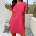 thumbnail image 1 of Fnooota Womens Nightgowns, Above the Knee Comfy Loose Fit Short Sleeve Summer Sleepwear Sleep Dresses Hot Pink Size 2XL, 1 of 4