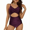thumbnail image 1 of Fnooota Womens One-Piece Swimsuits, Backless Summer Vacation Vacation Bathing Suits Purple Size S-2XL, 1 of 4