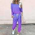 thumbnail image 1 of Fnooota Womens Outfit Sets, Long Sleeve 2 Piece Casual Sweatshirts and Sweatpants Sets Purple Size XL, 1 of 1