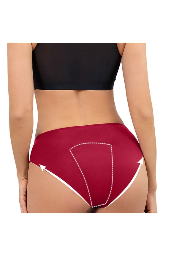 Womens Period Panties, Breathable Stretch Mid Waist 1 Pack Underwear Wine Size M