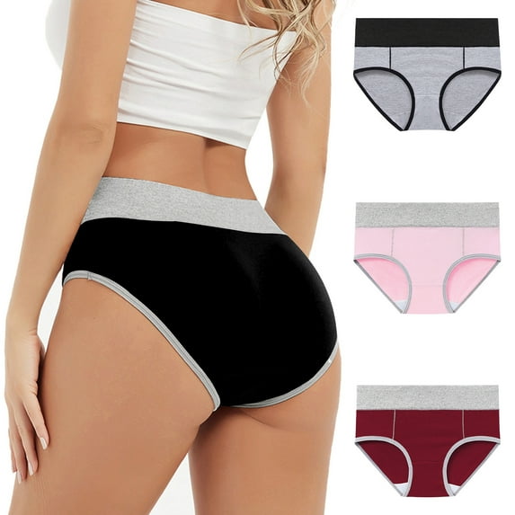 Fnooota Womens Period Panties, Stretch High Waist Breathable 3 Pack Underwear Wine Size M