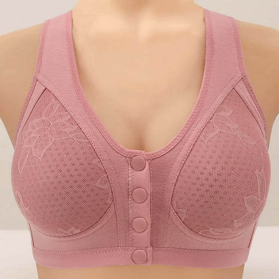Fnooota Womens Plus Size Bras, Comfort Push-up Full Coverage Everyday Front Closure Bras Pink Size 48/110BCD