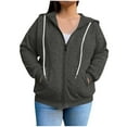 thumbnail image 1 of Fnooota Womens Plus Size Hoodies, Casual Loose Fit Drawstring Zip up Sweatshirts with Pockets Gray Size 5XL, 1 of 5