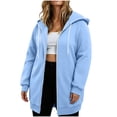 thumbnail image 1 of Fnooota Womens Plus Size Hoodies, Drawstring Long Sleeve Mid-length Zip up Jackets with Pockets Blue Size L, 1 of 7