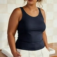 thumbnail image 1 of Fnooota Womens Plus Size Tank Tops with Built in Bra, Ribbed Slim Fit Scoop Neck Summer Padded Camisole Navy Size XL, 1 of 7
