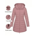 thumbnail image 1 of Fnooota Womens Puffer Jackets, Lightweight Warm Winter Mid-length Quilted Jackets with Hood Pink Size M, 1 of 8
