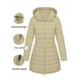thumbnail image 1 of Fnooota Womens Puffer Jackets, Warm Lightweight Mid-length Winter Quilted Jackets with Hood Khaki Size L, 1 of 7