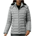 thumbnail image 1 of Fnooota Womens Puffer Jackets, Windproof Warm Cotton Padded Zip up Winter Coats for Women Gray Size L, 1 of 8