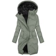 thumbnail image 1 of Fnooota Womens Puffer Jackets with Hood, Warm Zip Front Waterproof Mid-length Winter Coats Outerwear Gray Size S, 1 of 7