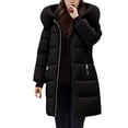 thumbnail image 1 of Fnooota Womens Puffer Jackets with Hood, Windproof Warm Zip up Mid-length Winter Coats Outerwear Black Size M, 1 of 4