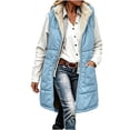 thumbnail image 1 of Fnooota Womens Puffer Vests, Fleece-lined Mid-Length Sleeveless Full Zip Winter Outerwear with Pockets Light Blue Size M, 1 of 8