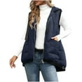 thumbnail image 1 of Fnooota Womens Puffer Vests, Lapel Collar Zip up Quilted Sleeveless Winter Vests Outerwear Navy Size 2XL, 1 of 8