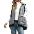 thumbnail image 1 of Fnooota Womens Puffer Vests, Sleeveless Lapel Collar Quilted Zip up Winter Vests Outerwear Gray Size L, 1 of 8