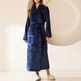 thumbnail image 1 of Fnooota Womens Sleepwear Robes & Bathrobes, Flannel Soft Warm Long Sleeve Loungewear with Belt Navy Size 3XL, 1 of 1