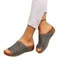 thumbnail image 1 of Fnooota Womens Slide Sandals , Open Toe Party Slip On Summer Wedge Slides Gray Size 7, 1 of 1