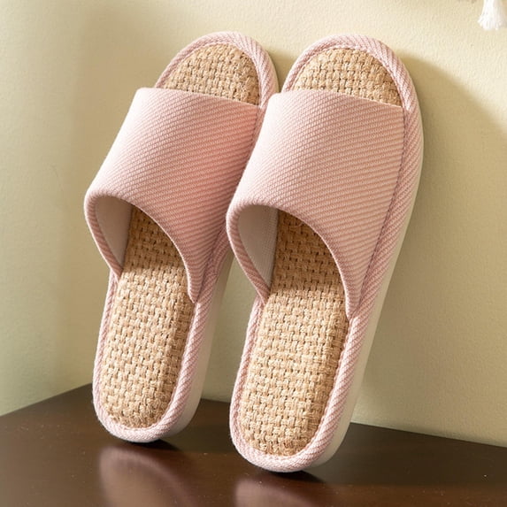 Fnooota Womens Slide Slippers, Bedroom Open Toe Non Slip Soft Sole House Slippers Home Shoes Pink Size 7.5-8.5