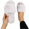 thumbnail image 1 of Fnooota Womens Slide Slippers, Soft Sole Indoor Non Slip Open Toe Fuzzy Slippers Bedroom Shoes White Size 7.5-7.5, 1 of 7