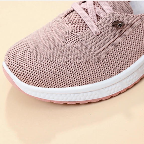Fnooota Womens Slip on Sneakers, Breathable Mesh Comfortable Non Slip Walking Shoes Pink Size 7.5