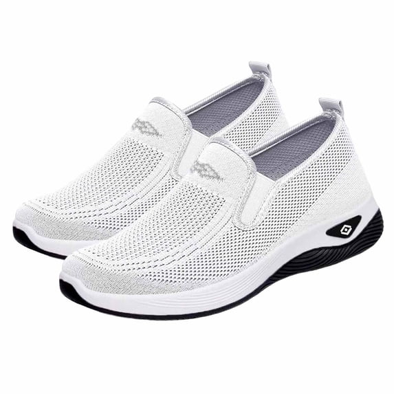 Fnooota Womens Slip on Sneakers, Non Slip Athletic Breathable Mesh Walking Shoes White Size 10