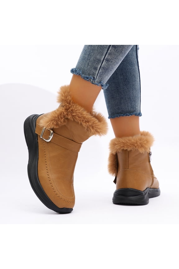 Womens Snow Boots, Ankle-High Casual Warm Non Slip Winter Boots Brown Size 9